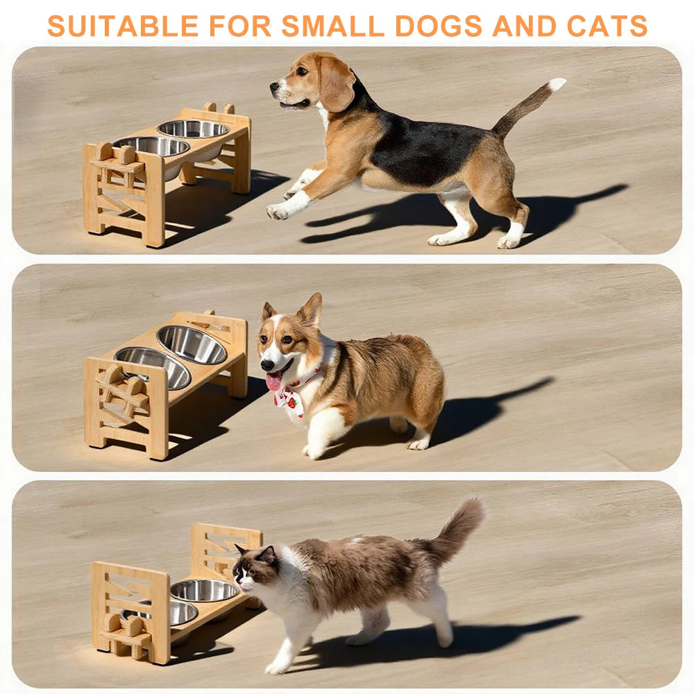 Pet Wooden Bowl Stand