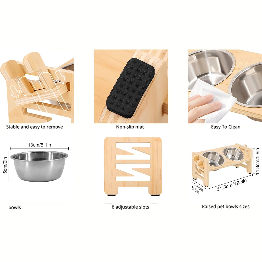 Pet Wooden Bowl Stand